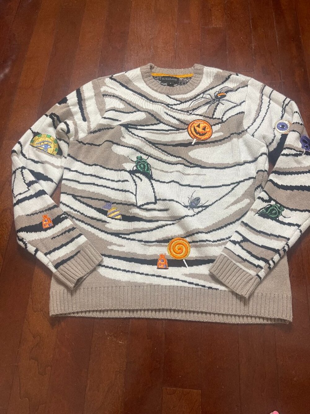 Blizzard Bay Halloween Mummy Embroidered Sweater Large